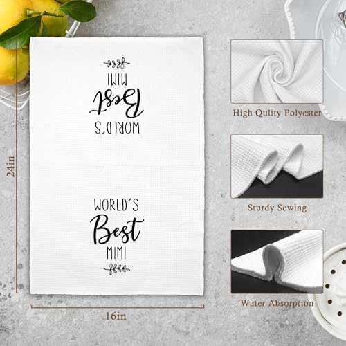 Best Mimi Gifts Kitchen Towel - Rustic Leaf Black & White 16x24in, Xmsaitar Best Mimi