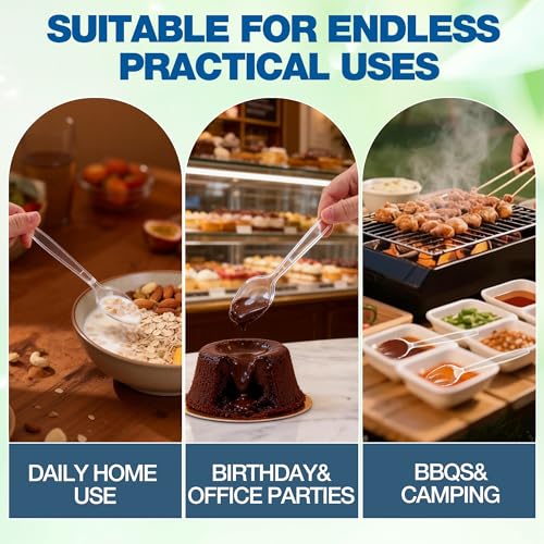 1000 Count Clear Disposable Plastic Spoons BPA-Free Heat Resistant Heavy Duty