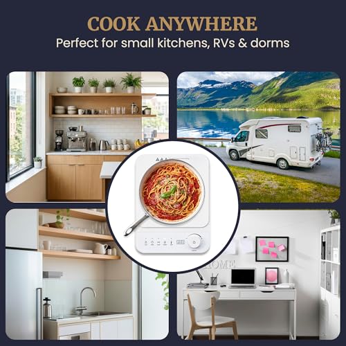 Portable Induction Cooktop 1500W Slim Space-Saving Electric Stove - White