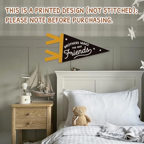 Boys Room Decor, Brothers Make the Best Friends Wall Hanging Pennant Flag Banner, Trendy Black Wall Decorations for Kids Boys Toddler Nursery Room Bedroom Playroom Decor