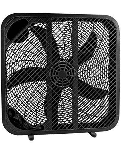 20-Inch Box Fan with 3-Speed Settings, High Velocity Cooling, Carry Handle - Black