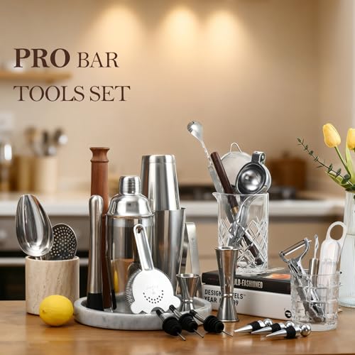 Professional 33-Piece Bar Tool Set with Cocktail Shaker and Accessories