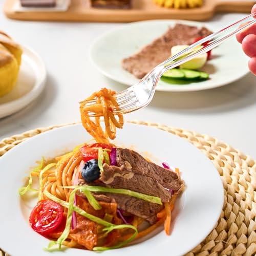 Heavy Duty Clear Plastic Forks & Spoons Set - 540 Count Disposable Flatware with Variation of Clear Forks & Spoons