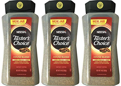Instant Coffee Pack of 3 - House Blend 14 Oz - Gourmet Taster's Choice Original