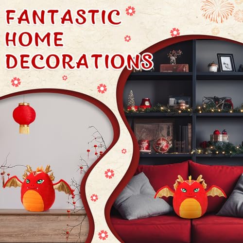 Leyndo 14'' Christmas Red Dragon Plush Pillow Cute Dragon Stuffed Animal Soft Long Plush Toy for Christmas Birthday Gift Home Bedroom Sofa Car Decorations