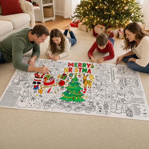 Actilize Christmas Coloring Poster Table Cover 71 x 31.5 Inches - Variation: THIS listing Christmas