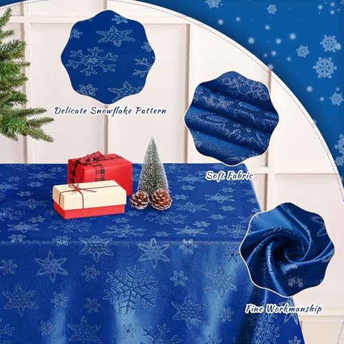 Tegeme Blue Snowflake Tablecloth 60x120 Inches Winter Holiday Decor