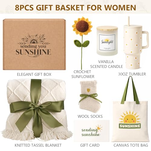 Mirasphere Daisy Sunshine Gift Basket for Women Get Well & Birthday Care Package