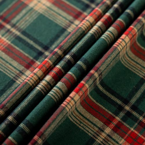 Green Plaid Christmas Ruffled Cotton Blend Tablecloth 60x120" Rectangle