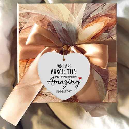 Inspirational Gifts for Women You are Amazing Hanging Ornament Ceramic Heart Keepsake Encouragement Appreciation Friendship Gifts for Coworkers Sister Thoughtful Birthday for Friends