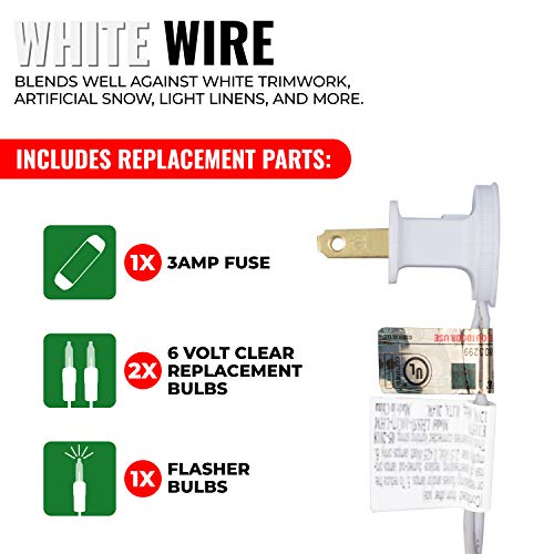 612 Vermont Clear 20 Count Christmas String Lights on White Wire Cord, UL Approved for Indoor Use Only, Total Length 4.9 Foot, Lighted Length 3.4 Foot