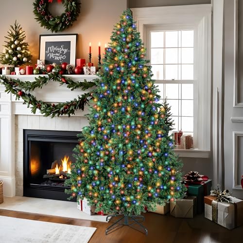 DNKMOR 6FT Artificial Christmas Tree with Lights, Full Fir Look, Easy Assembly
