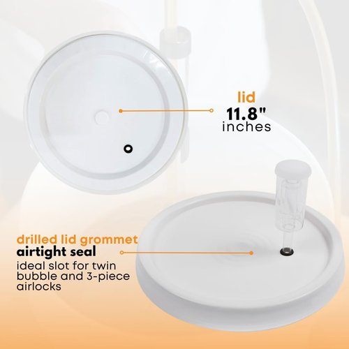 FastRack 2-Pack 6.5 Gallon Fermentation Bucket with Lid & Airlocks | White | BPA-Free Food-Grade HDPE Brew Buckets with Grommeted Lids for Beer, Wine, Mead & Cider