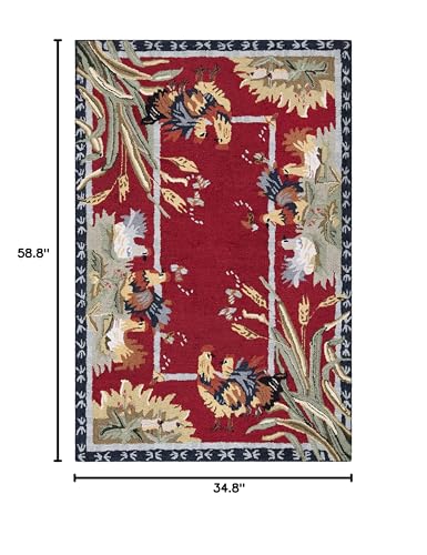 SAFAVIEH Chelsea Collection Accent Rug - 2'9" x 4'9", Burgundy, Hand-Hooked French Country Wool, Ideal for High Traffic Areas in Entryway, Living Room, Bedroom (HK56C)