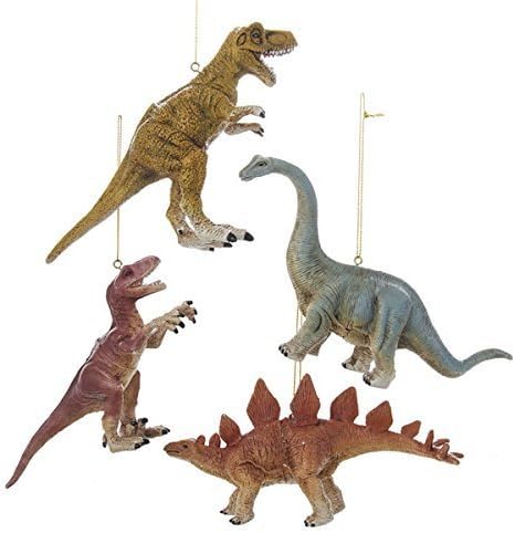 Dinosaur Ornament Set of 4 by Kurt Adler - Festive Holiday Decor