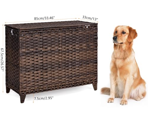 Brown Laundry Hamper with 4 Removable Liner Bags & Lid, 176L Capacity