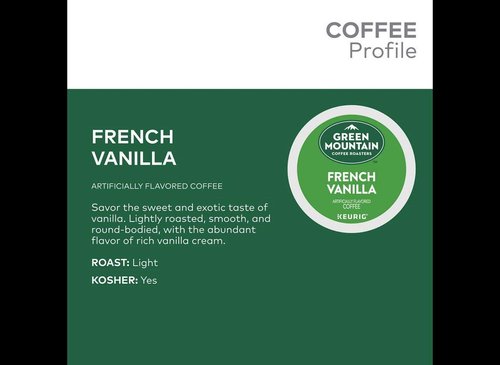 Green Mountain Coffee French Vanilla K-Cup Pods - Light Roast, 144 Count (6 Boxes of 24 Pods)