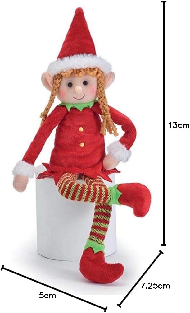 Skiennix Plush Christmas Girl Elf - Adorable Holiday Decor for Kids | Festive Red Outfit