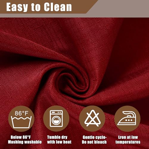 Fitable 2 Pack Christmas Red Faux Linen Rectangle Tablecloths 54x78 Inch