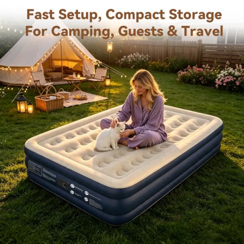 Queen Size Air Mattress with Built-in Pump - 18 Inch Raised Supportive Bed