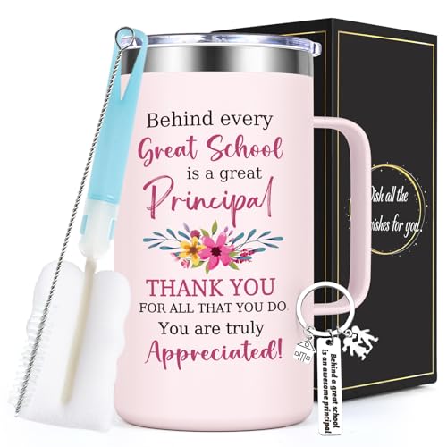 Qtencas 20 oz Rose Quartz Principal Appreciation Coffee Mug with Keychain - Retirement & Birthday Gift