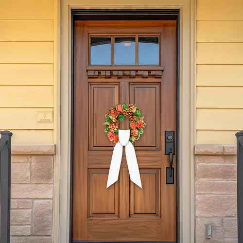 RunNico 2 Pack Front Door Wreath Blank Sash - 3.3" W x 52.8" L White Plain Wreath Accessories for Christmas Halloween Party Yard Wall Doorway Outdoors Decoration