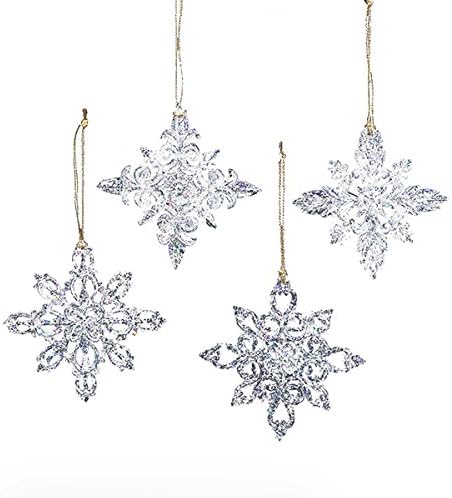 Christmas Acrylic Snowflake Ornaments Set of 12 - Kurt Adler Holiday Decor