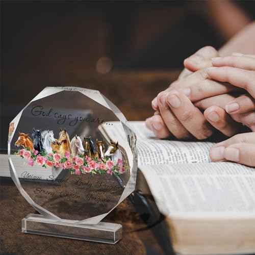 Gerrii Horse Acrylic Christian Gifts for Women Christmas Birthday Inspirational Religious Gifts for Friends Bible Verse Table Decor Motivational Scripture Prayer Mom Female Coworker Sister Plaques
