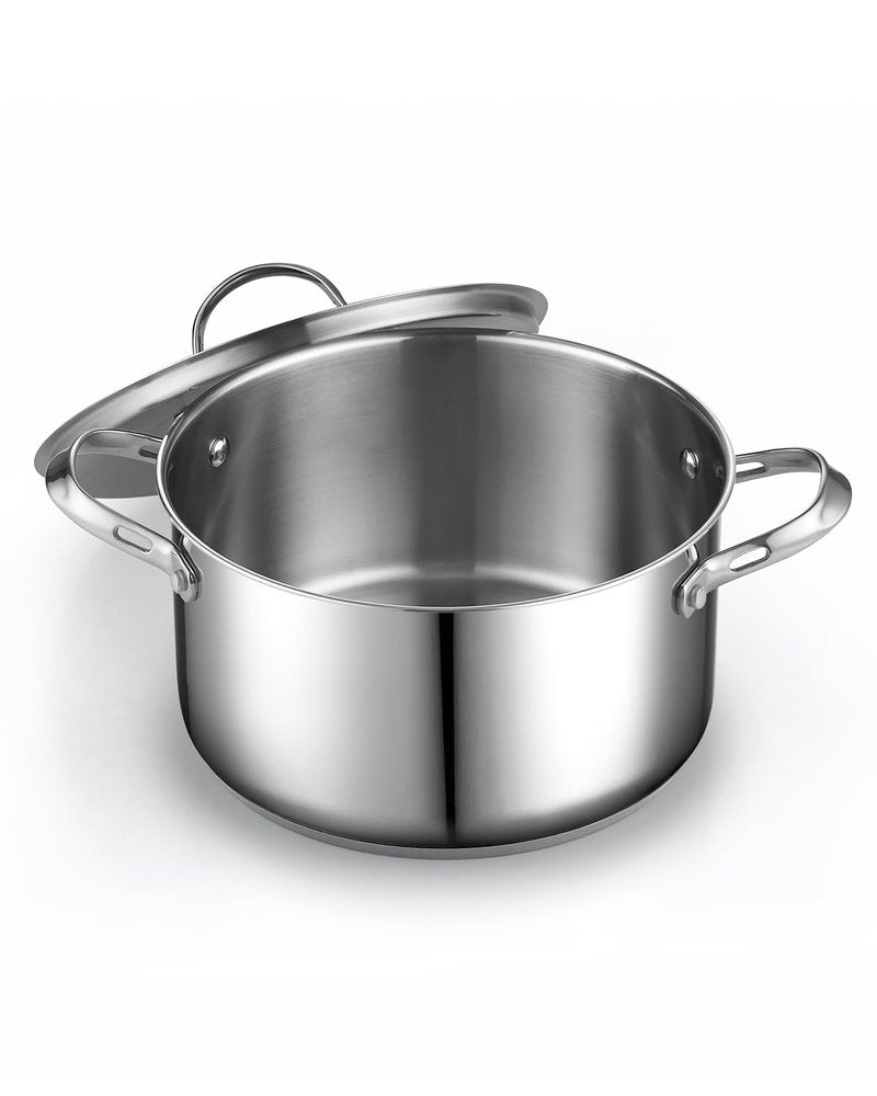 Cooks Standard 18/10 Stainless Steel Stockpot 6-Quart, Classic Deep Cooking Pot Canning Cookware Dutch Oven Casserole with Stainless Steel Lid, Silver