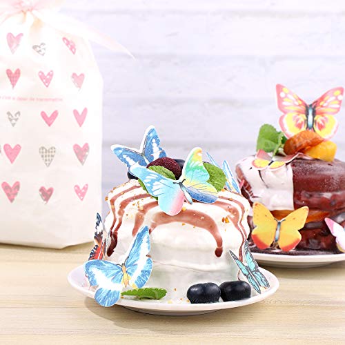 Garneck 40pcs Edible Butterflies Edible Cupcake Toppers,Butterfly Rice Paper Cake & Cupcake Toppers Christmas Birthday Wedding Party Food Decoration(Assorted Pattern)