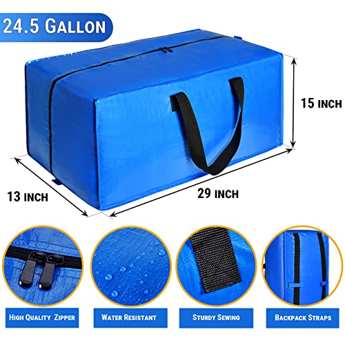 2 Pack Heavy Duty Extra Large Moving Bags Storage Tote - Strong Handles& Backpack Straps - Space Saving Storage Bags Alternative to Moving Boxes and Bins,Compatible with Ikea Frakta Cart, Blue