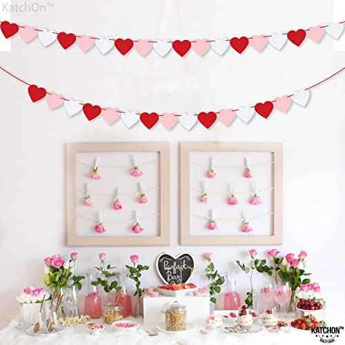 KatchOn, Red Felt Heart Garland - 8.2 Feet No DIY | Heart Decorations, Anniversary Day Decorations | Love Garland, Engagement Party Decorations | Love Decorations, Romantic Decorations Special Night