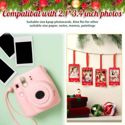 Vercraft 24 Pcs 2x3 in Christmas Photo Frame Ornaments, Style 2 – Includes Red Ribbon