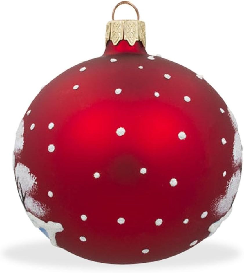 Polar Bears Glass Ball Christmas Ornament - 3.25 Inch Holiday Decor