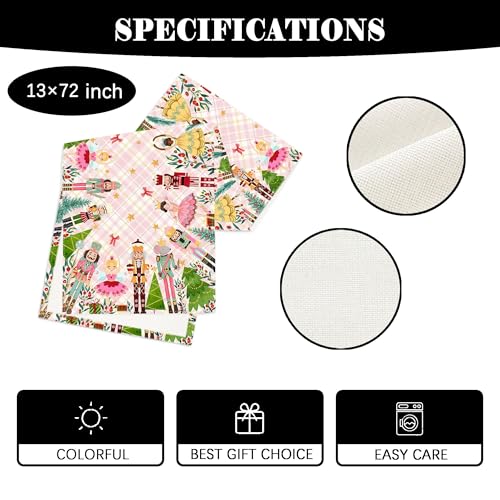 Pink Nutcracker Christmas Table Runner Pink Nutcracker Table Cover New Year Winter Xmas Decor Nutcracker Christmas Decorations for Home Party