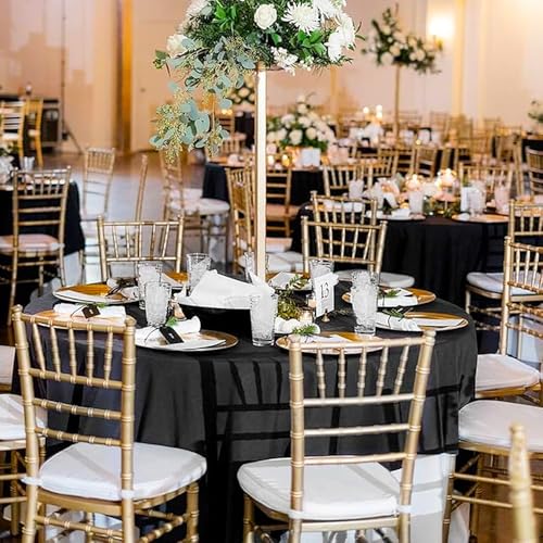 Black Round Tablecloth 120 Inch Pack of 10 - Stain & Wrinkle Resistant Polyester
