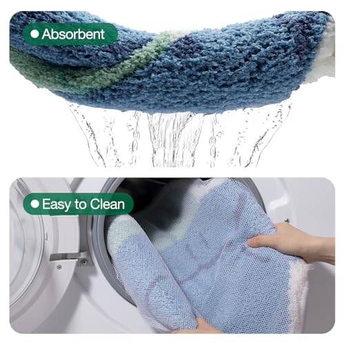 Blue Sea Turtle Animal Bathroom Rug 24x40 Inches - Non Slip & Absorbent