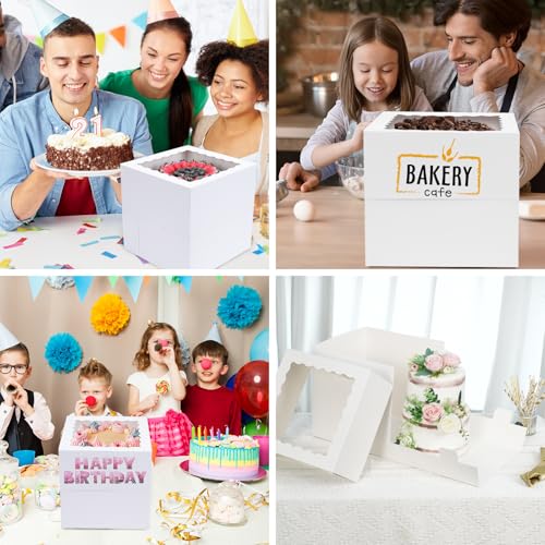 12x12x12 Inch Cake Boxes Set - 16 Sturdy Bakery Carrier for Tier Cakes - Variation of THIS listing