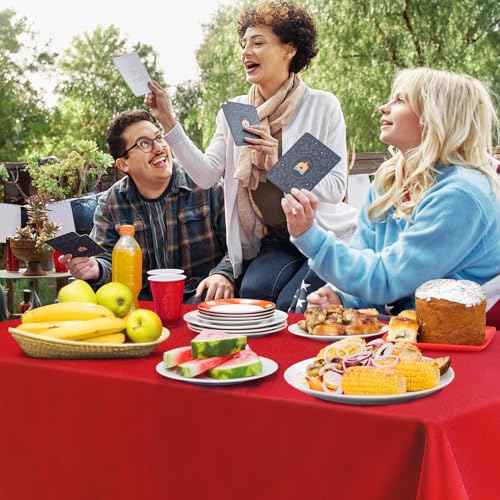 4 Pack Red Disposable Tablecloth, 54¡¿108 Inches Waterproof Plastic Rectangle Table Cover, Leakproof & Sturdy Table Cloth for for Christmas Decorations, Valentines Day, Thanksgiving Decoration