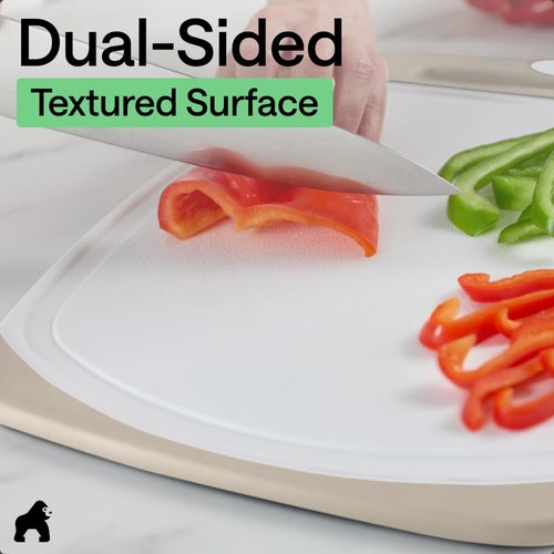 GORILLA GRIP Reversible Kitchen Cutting Board Set - BPA-Free, Nonporous, Juice Grooves, Large, Almond - Dishwasher Safe