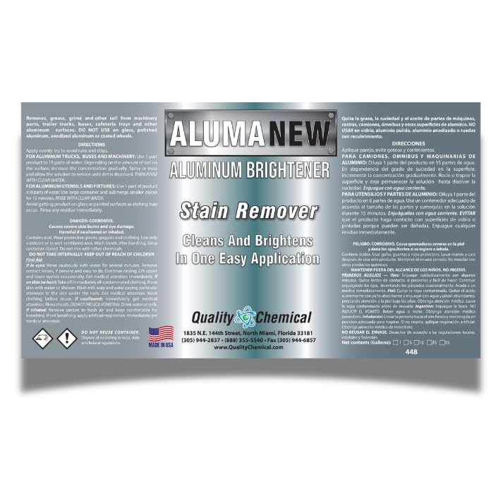 Aluminum Brightener and Stain Remover - 1 Gallon - USA Made, Safe Metal Cleaner & Restorer