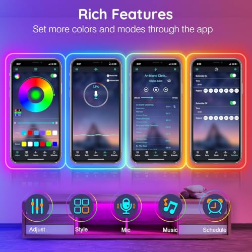SINLEY 60FT RGB LED Neon Rope Light with App & Remote Control Waterproof Outdoor