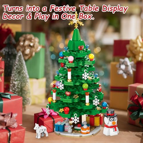 Christmas Tree Building Block Set Advent Calendar 2026 for Kids - Includes Santa, Reindeer & Sleigh
