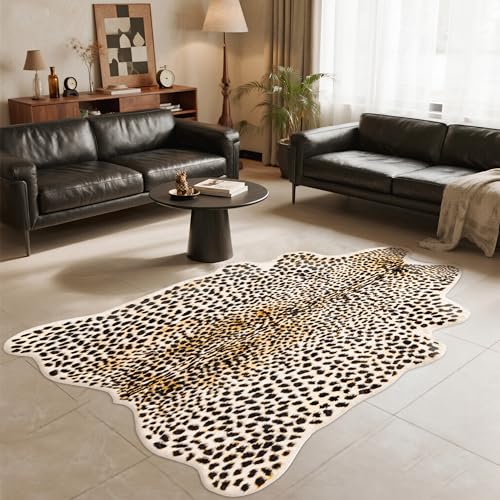 Leopard Rug Cheetah Print Carpet, Animal Area Rug, 5.2x6.5ft