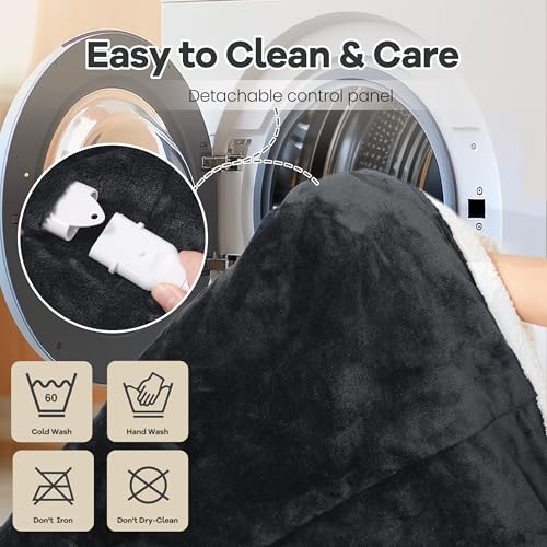 MAXEVE Grey Long Wearable Heated Blanket with Foot Pocket & Sleeves
