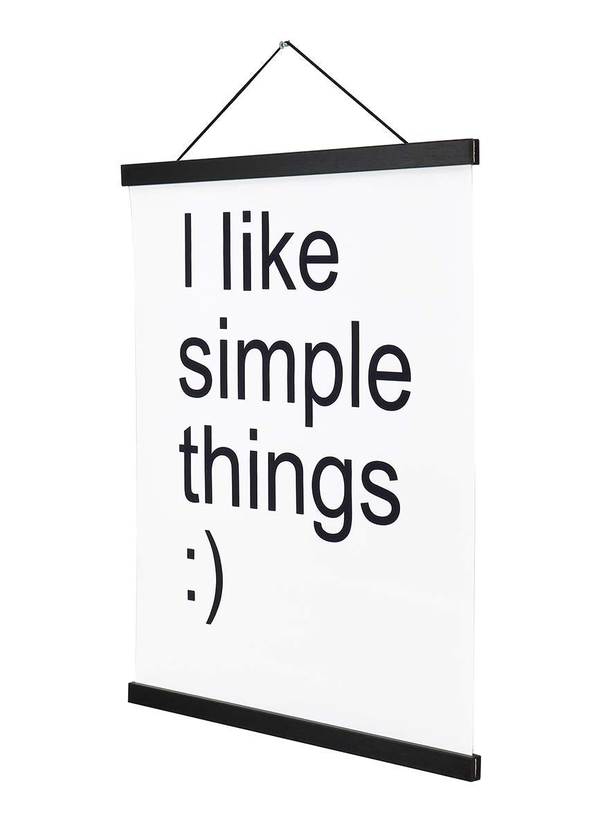 2 Pack Magnetic Poster Hanger Frame, 24x36 24x32 24x18 Light Wood Wooden Magnet Canvas Artwork Print Dowel Poster Hangers Frames Hanging Kit (Black, 24", 2 Packs)