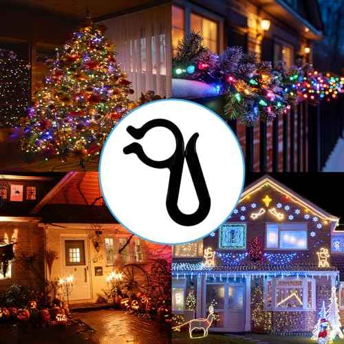 Christmas Light Clips Hangers - Mighty Gutter Clips for Christmas Decoration String Lights Weatherproof - Easy & Quick Installation (120, Black)