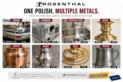 Rosenthal Collection Simichrome Metal Polish Cream Pack of 3 + Cloth - Chrome & Aluminum Polish
