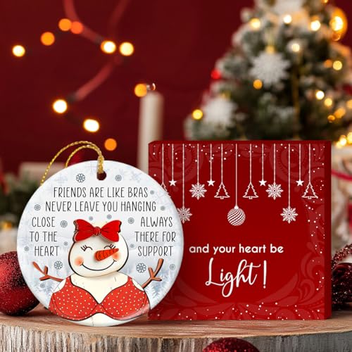 Friendship Christmas Ornaments 2025, Funny Friends Gifts for Hanging Christmas Decorations, Cute Friendship Ornaments for Women, Sisters, Double Sided Ceramic Ornament, Bestie Gifts