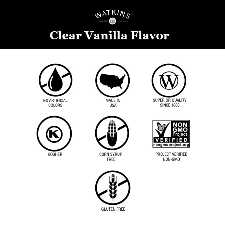Watkins Clear Vanilla Flavor - 11 Fl. Oz. Bottle for Baking & Cooking | Natural Taste Enhancer